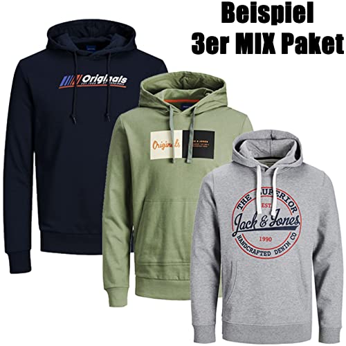 JACK & JONES Fugu18 bluza z kapturem, 3 sztuki, mieszanka